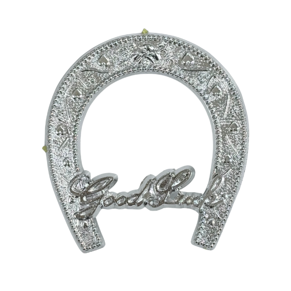3" ACI Silver "Good Luck" Horseshoe Flat Back Trinket | 1 Count