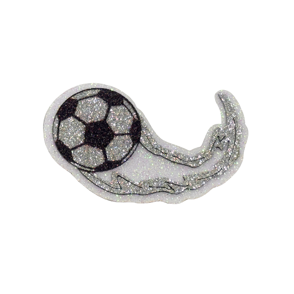 ACI Silver/White Glitter Foam Soccer Assortment Emblems | 3 Count