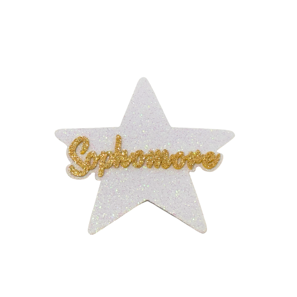 ACI Gold/White Glitter Foam Sophomore Assortment Emblems | 3 Count