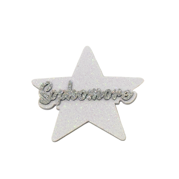 ACI Silver/White Glitter Foam Sophomore Assortment Emblems | 3 Count