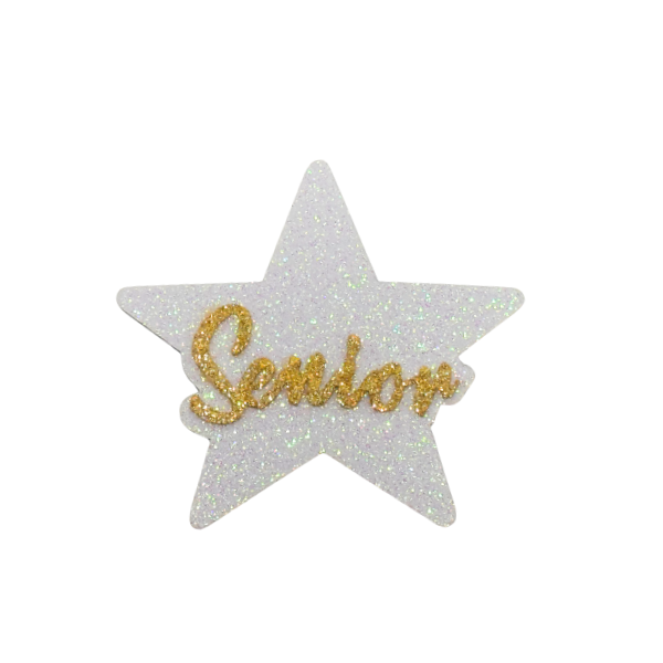 ACI Gold/White Glitter Foam Senior Assortment Emblems | 3 Count