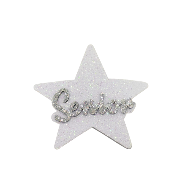 ACI Silver/White Glitter Foam Senior Assortment Emblems | 3 Count