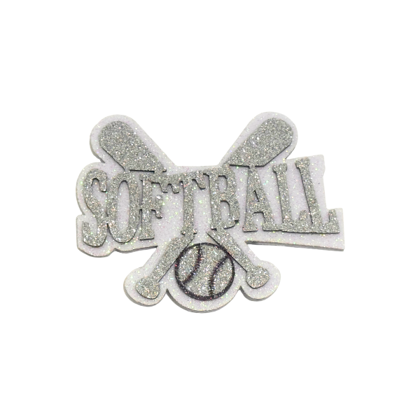 ACI Silver/White Glitter Foam Softball Assortment Emblems | 3 Count