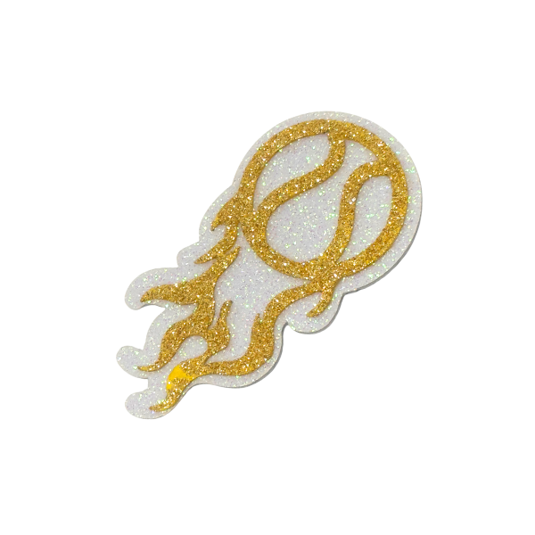3.5" Gold/White Glitter Foam Love Tennis Emblem | 3 Count