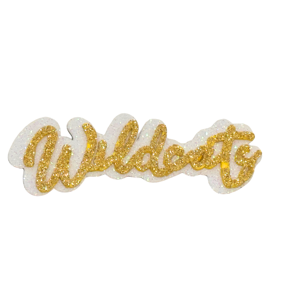 4" ACI Gold/White Glitter Foam "Wildcats" Mascot Emblem | 3 Count