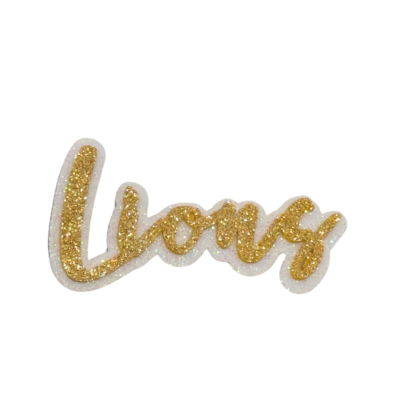 3" ACI Gold/White Glitter Foam "Lions" Mascot Emblem | 3 Count