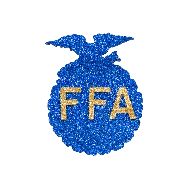 3.5" ACI Navy/Gold Glitter Foam FFA Badge Emblem | 3 Count