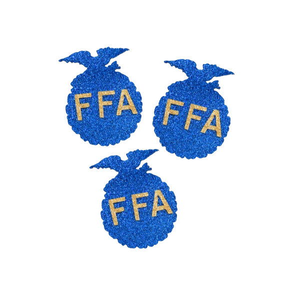 3.5" ACI Navy/Gold Glitter Foam FFA Badge Emblem | 3 Count