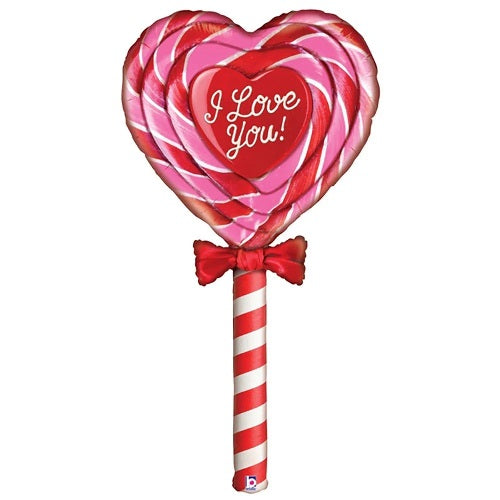 65" Betallic Special Delivery I Love You Heart Lollipop Foil Balloon | Over 5 Feet Tall! (D)
