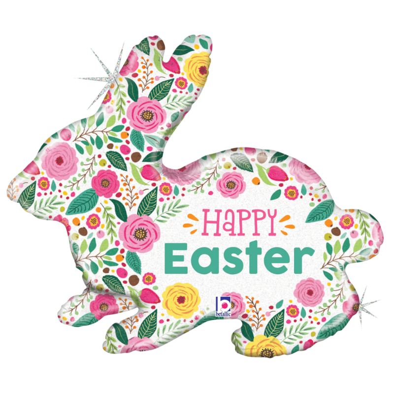 24" Spring Flowers Easter Bunny Foil Balloon (WSL)