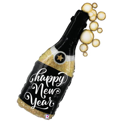 Globo de aluminio con burbujas de champán de Año Nuevo de 39" (P30)