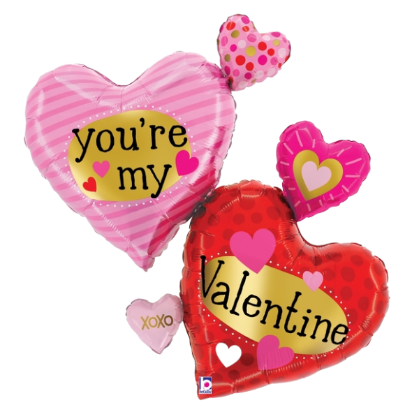 30" Valentine Pattern Multi Heart Foil Balloon (P10)