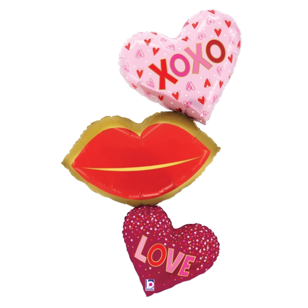40" Heart Lips Trio - I love You Foil Balloon (P7)