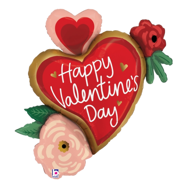 32" Valentine Heart Flowers Foil Balloon (P8)