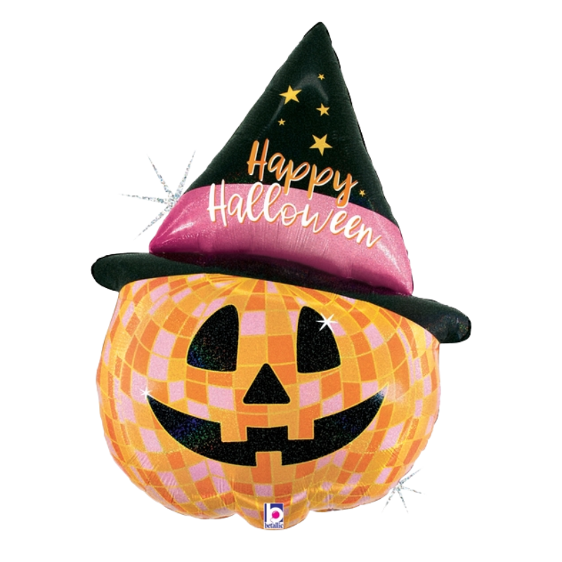 33" Betallic Disco Halloween Jack-O-Lantern Foil Balloon