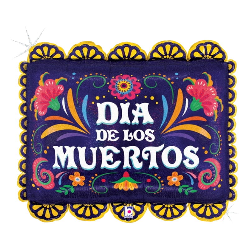 30" Betallic Dia De Los Muertos Decorative Mat Holographic Foil Balloon