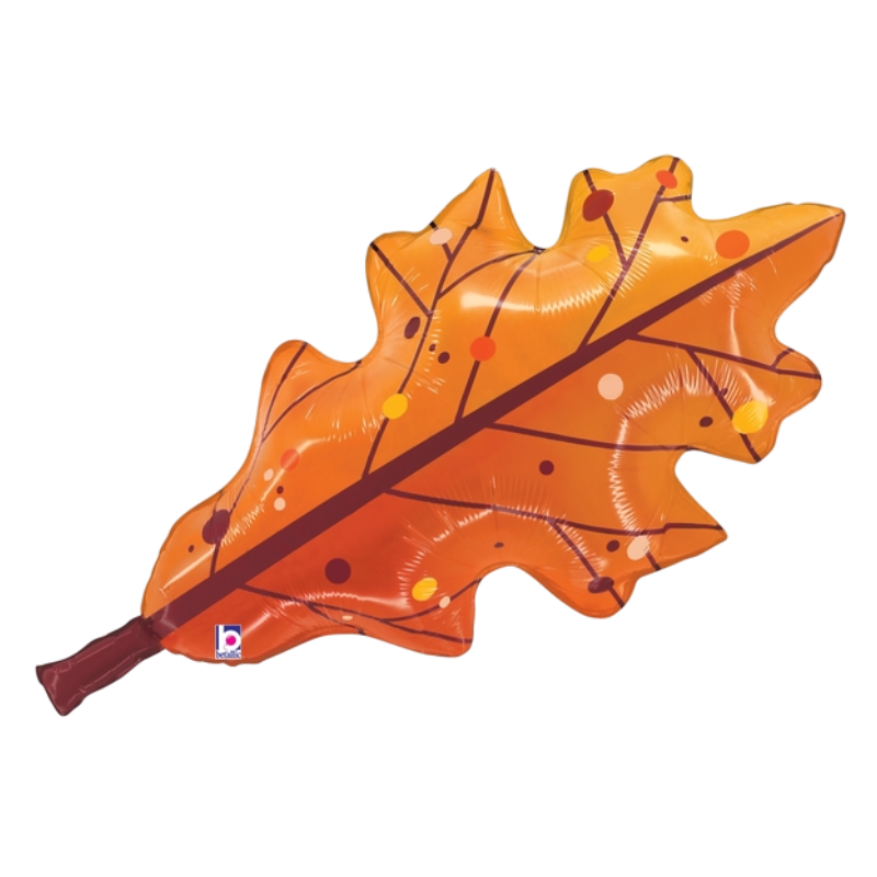 33" Betallic Fall Orange Leaf Foil Balloon