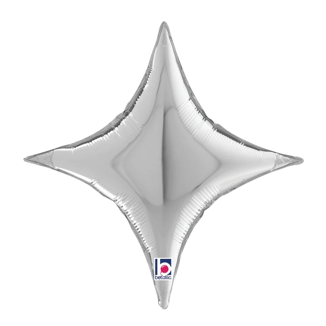 17" Betallic Silver Starpoint Foil Balloon | Buy 5 Or More, Save 20%