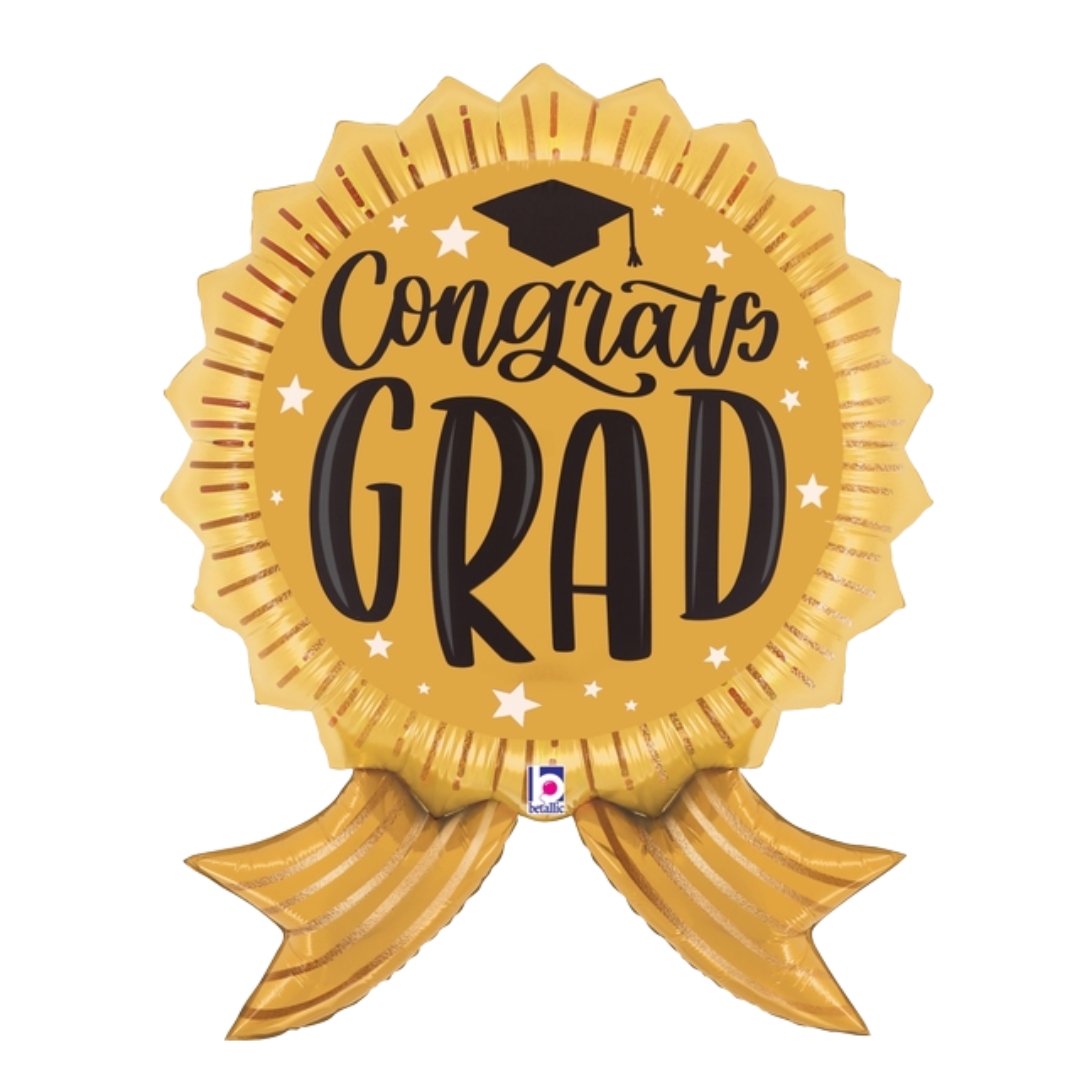 35" Betallic Congrats Grad Gold Ribbon Foil Balloon