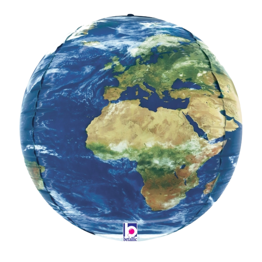 15" Betallic Dimensional Earth Ball Foil Balloon - Globe Shape | 1 Count