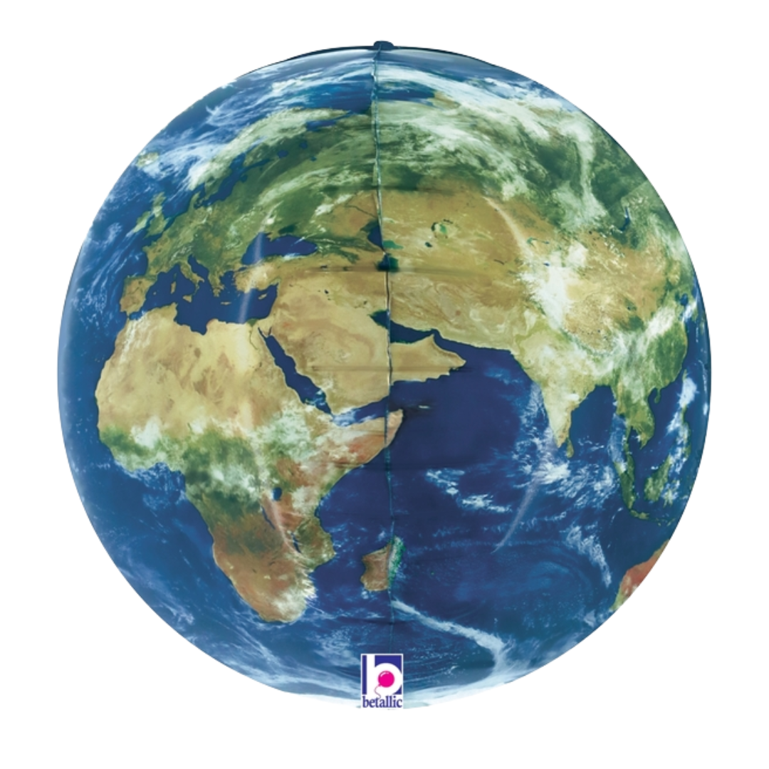 15" Betallic Dimensional Earth Ball Foil Balloon - Globe Shape | 1 Count