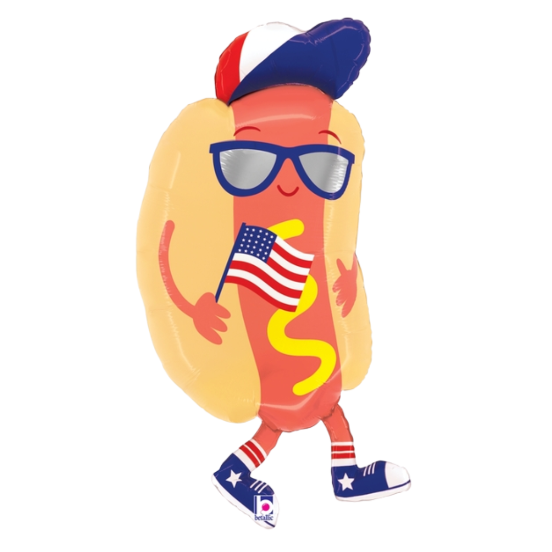 47" Betallic Patriotic Hot Dog Foil Balloon