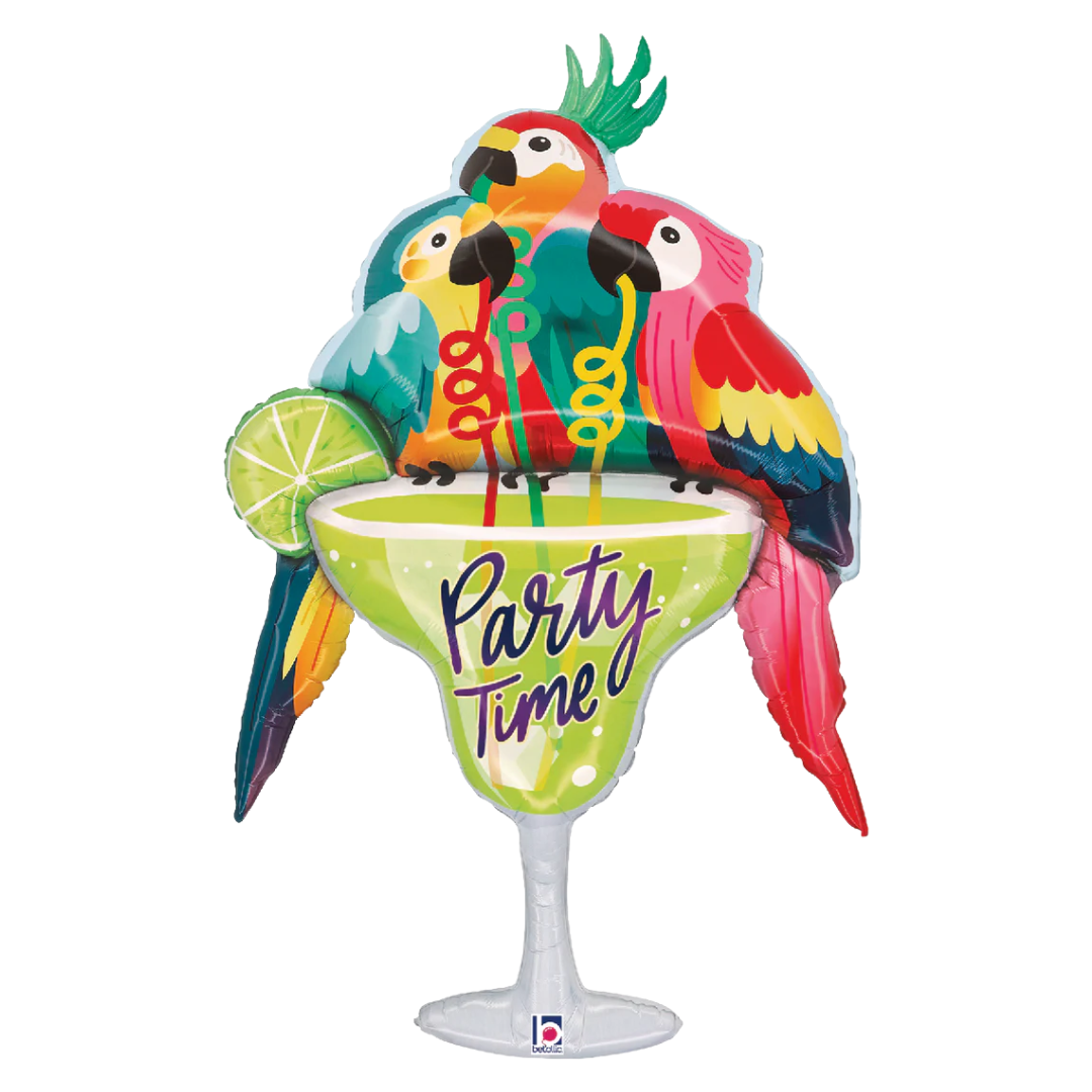 44" Betallic Party Time Parrots Foil Balloon
