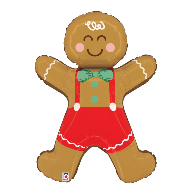 35" Betallic Gingerbread Man Foil Balloon