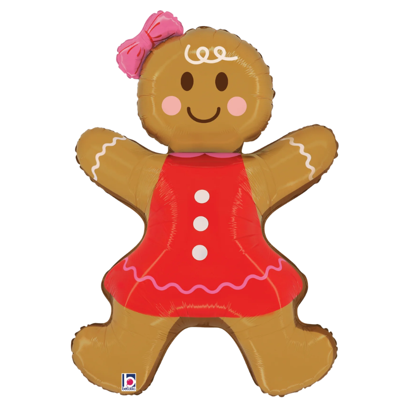 35" Betallic Gingerbread Woman Foil Balloon