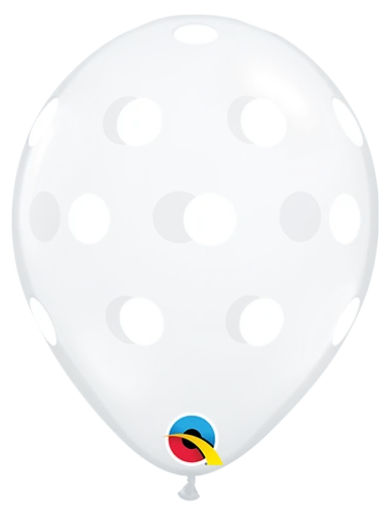 5" Qualatex Clear Big Polka Dots Latex Balloons | 100 Count