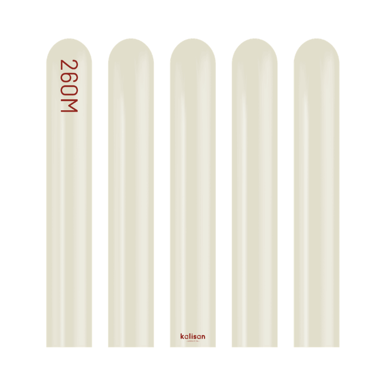 260M Kalisan Aura Ivory White Nozzle Up Modeling Latex Balloons | 50 Count