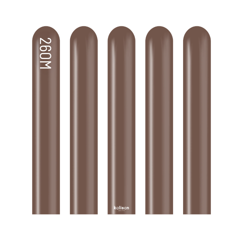 260M Kalisan Standard Chocolate Brown Nozzle Up Modeling Latex Balloons | 50 Count