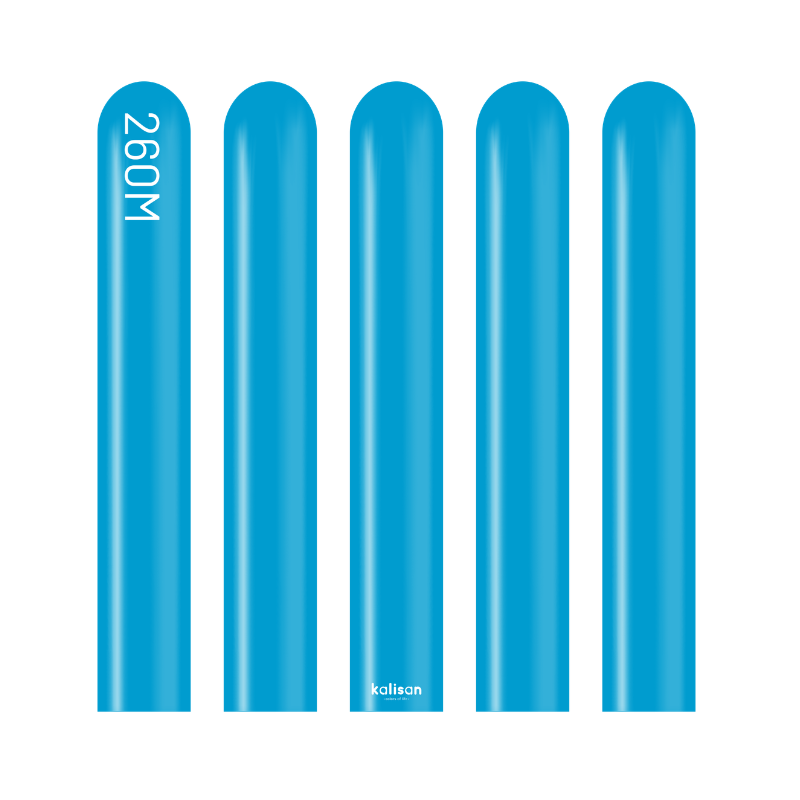 260M Kalisan Standard Caribbean Blue Nozzle Up Modeling Latex Balloons | 50 Count
