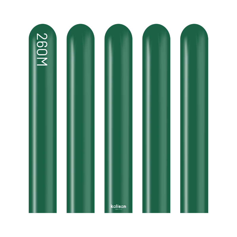 260M Kalisan Standard Dark Green Nozzle Up Modeling Latex Balloons | 50 Count