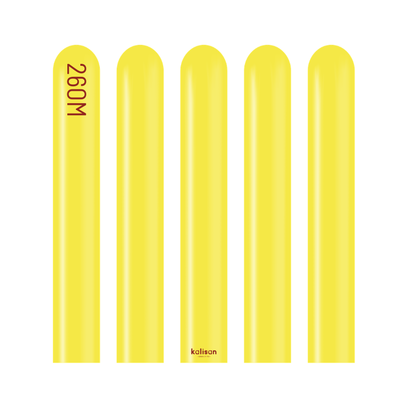 260M Kalisan Standard Yellow Nozzle Up Modeling Latex Balloons | 50 Count