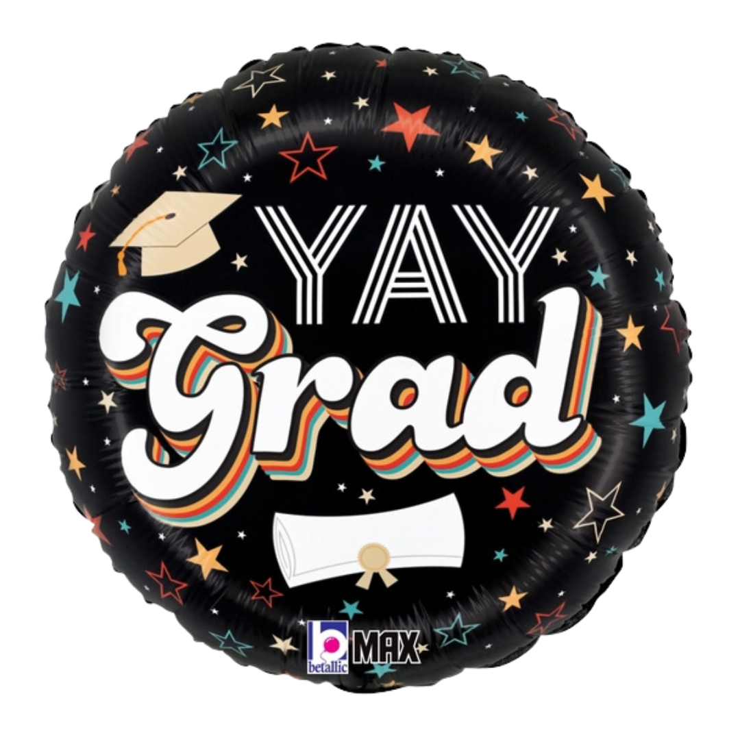 9" Betallic Retro Yay Grad Foil Balloon (S2R3) | Buy 5 Or More Save 20%