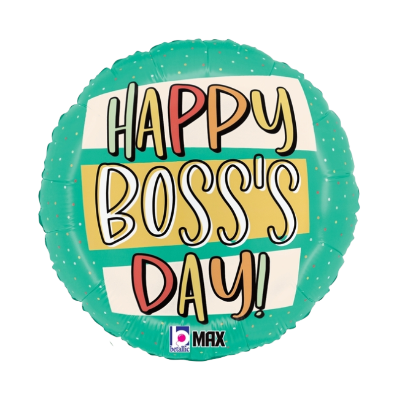 18" Betallic Boss's Day Banner Dots Foil Balloon | Buy 5 Or More Save 20%