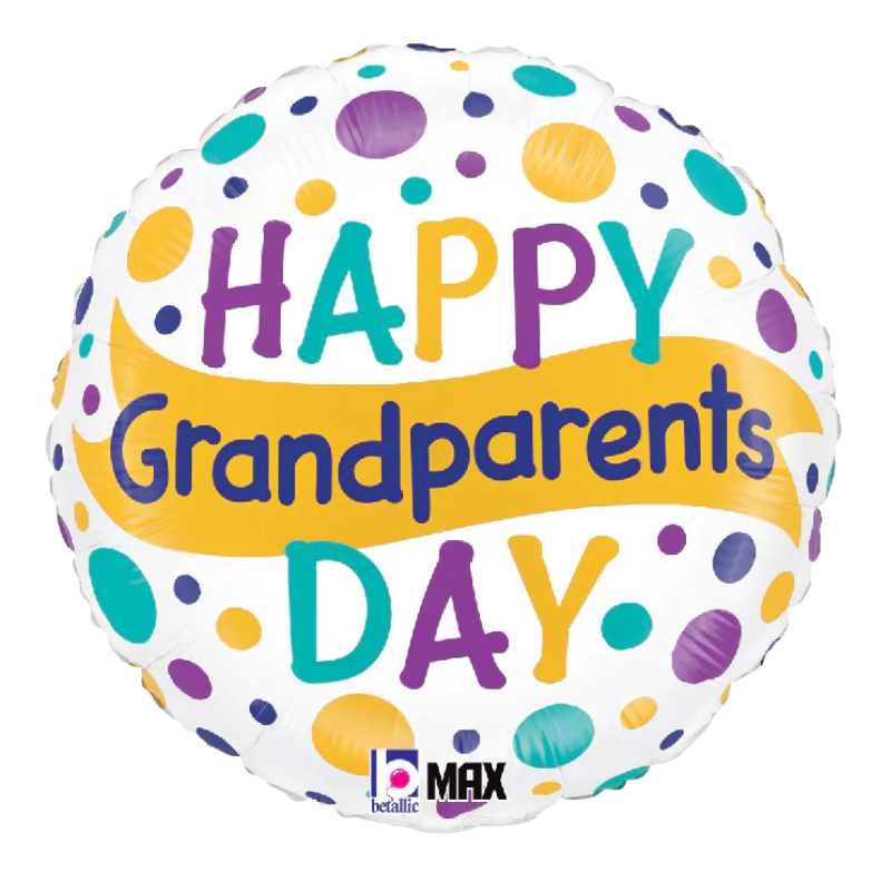 18" Betallic Grandparent's Day Dots Foil Balloon | Buy 5 Or More Save 20%