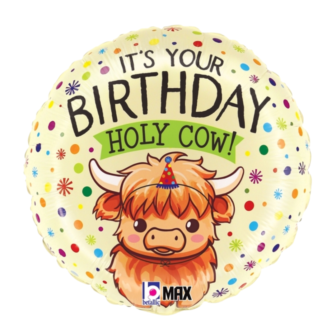 18" Betallic Highland Holy Cow Birthday Foil Balloon | Buy 5 or More Save 20%