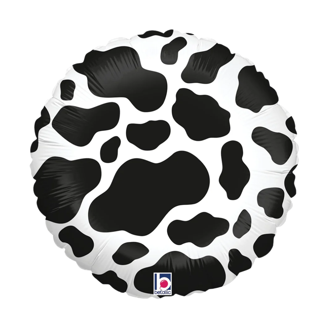 18" Betallic Cow Print Round Foil Balloon | Buy 5 Or More Save 20%
