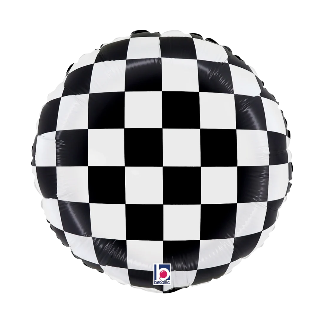 18" Betallic Checkerboard Foil Balloon | Buy 5 Or More Save 20%