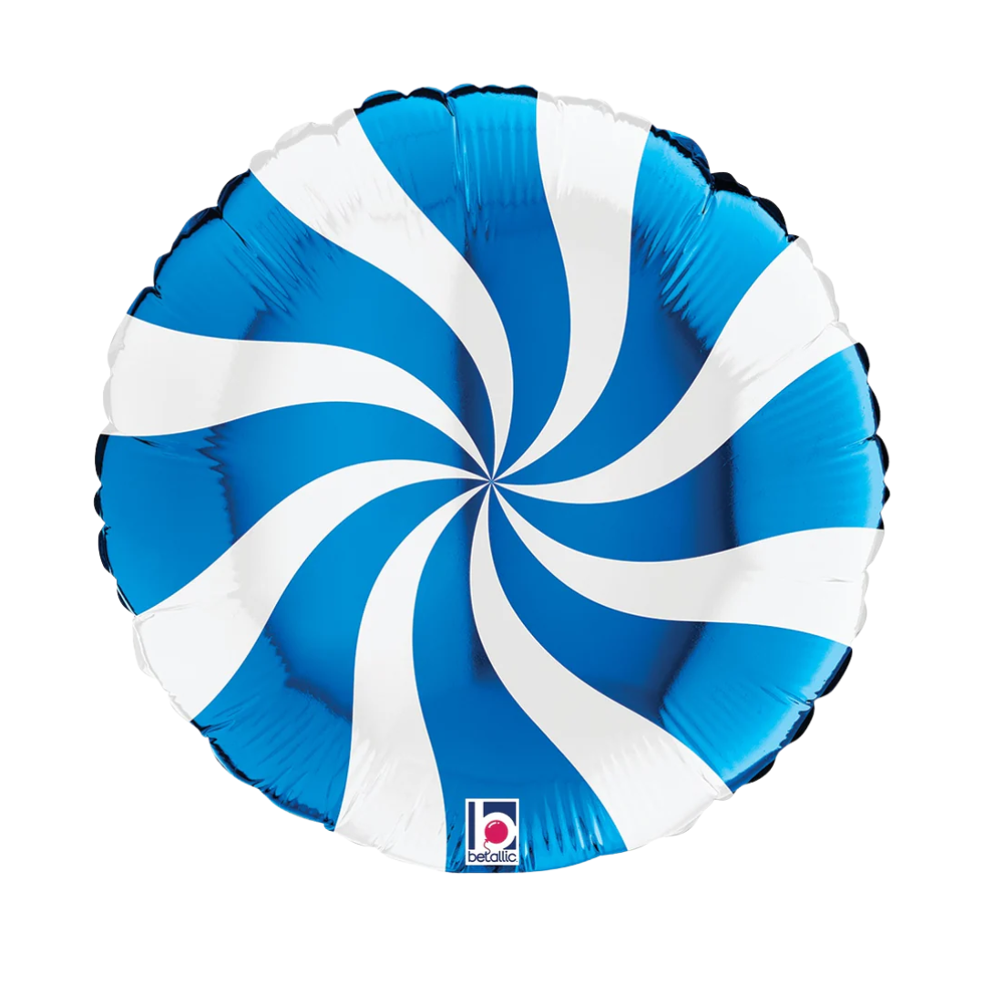 18" Swirly White & Blue Foil Balloon | Buy 5 Or More Save 20%