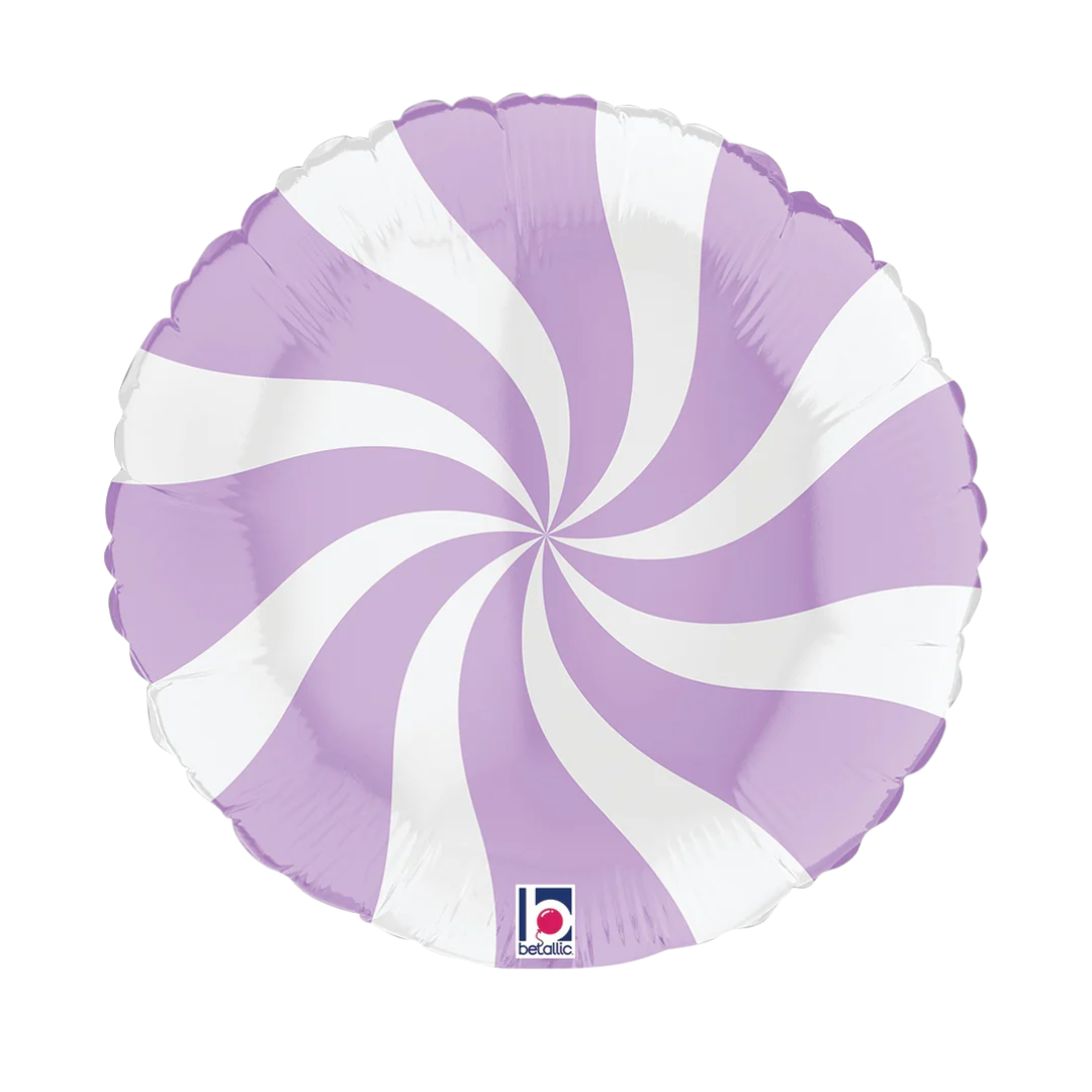 18" Swirly White & Matte Lilac Foil Balloon | Buy 5 Or More Save 20%