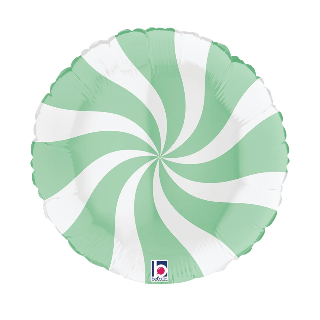 18" Swirly White & Matte Green Foil Balloon | Buy 5 Or More Save 20%