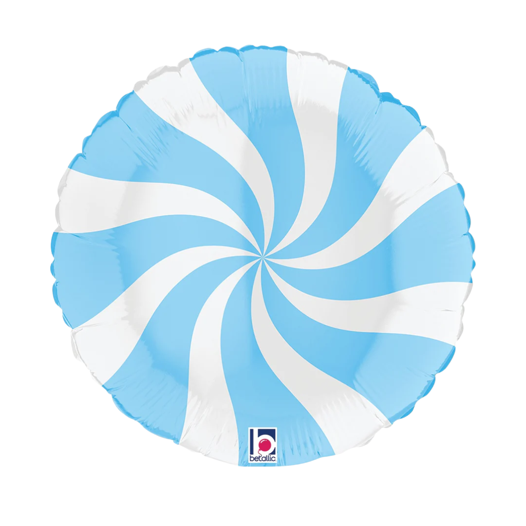 18" Swirly White & Matte Blue Foil Balloon | Buy 5 Or More Save 20%