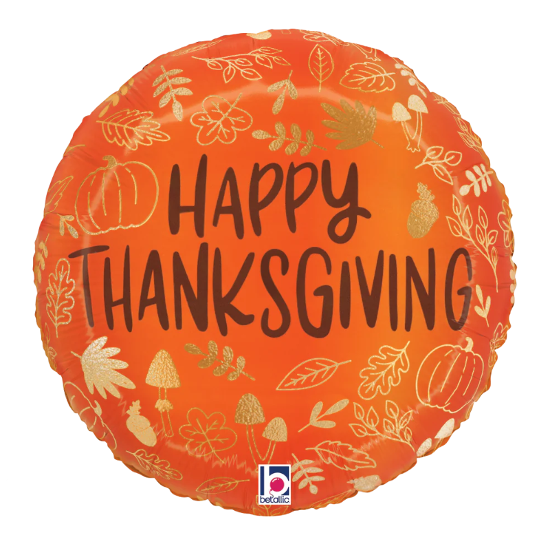 18" Betallic Elegant Thanksgiving Foil Balloon | Buy 5 Or More, Save 20%