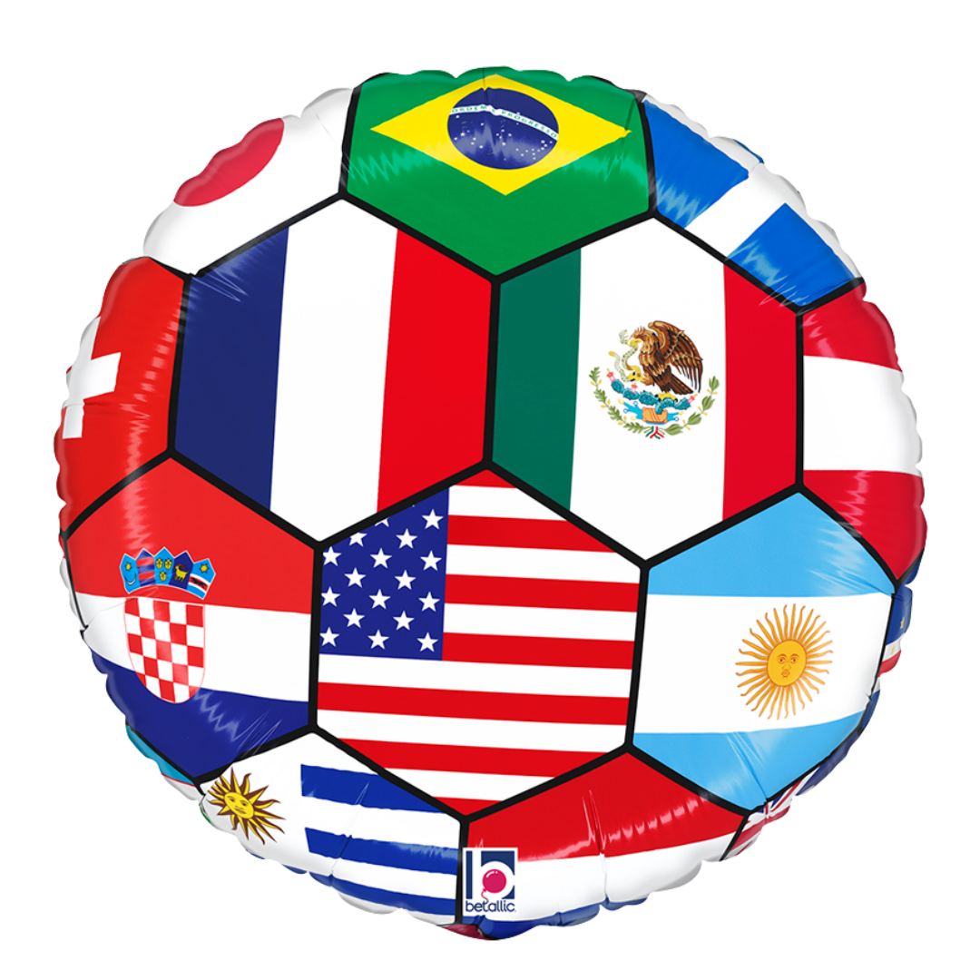 18" Betallic Soccer Ball Nations Foil Balloon | Buy 5 Or More Save 20%
