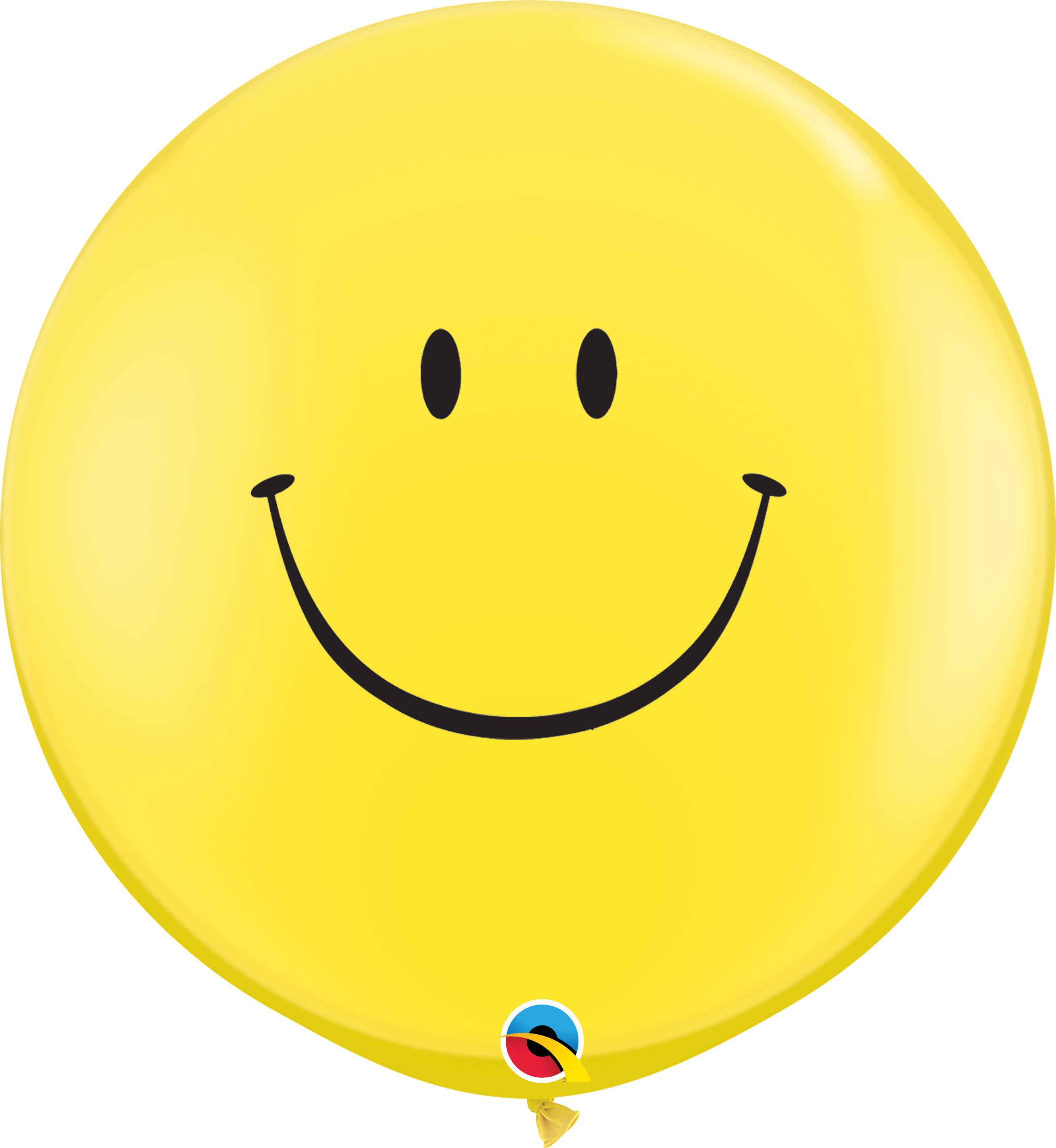 36" Qualatex Yellow Smile Face Latex Balloons - Two Sided Print | 2 Count