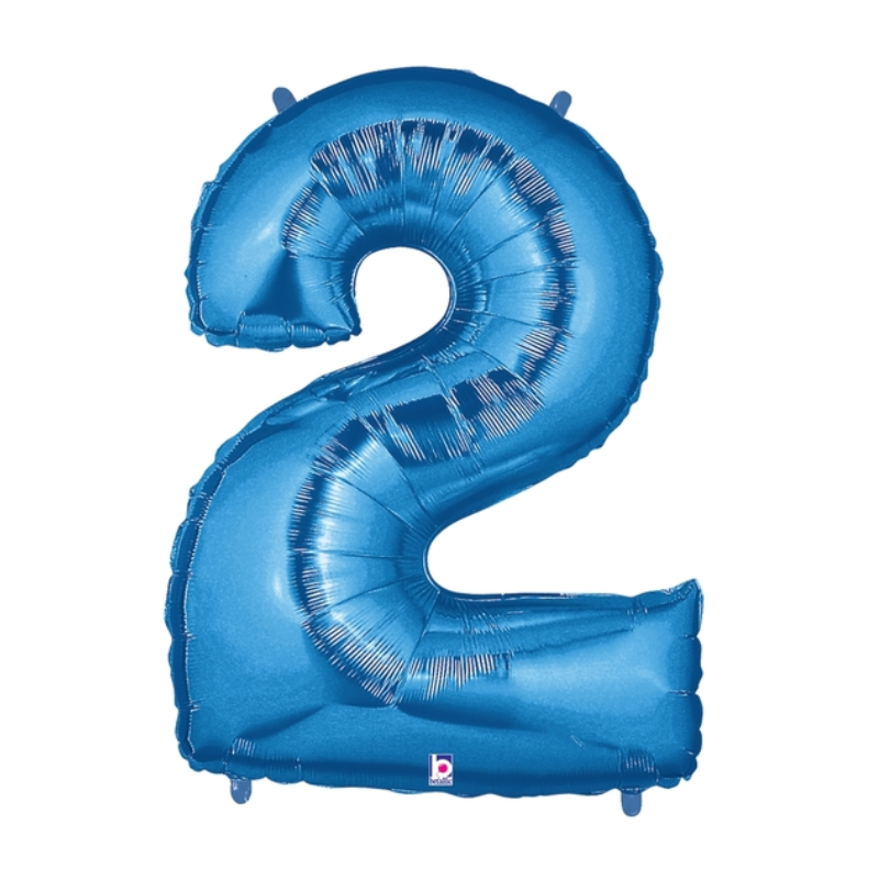 34" Betallic Blue Number Foil Balloon - Megaloons | Numbers 0 - 9