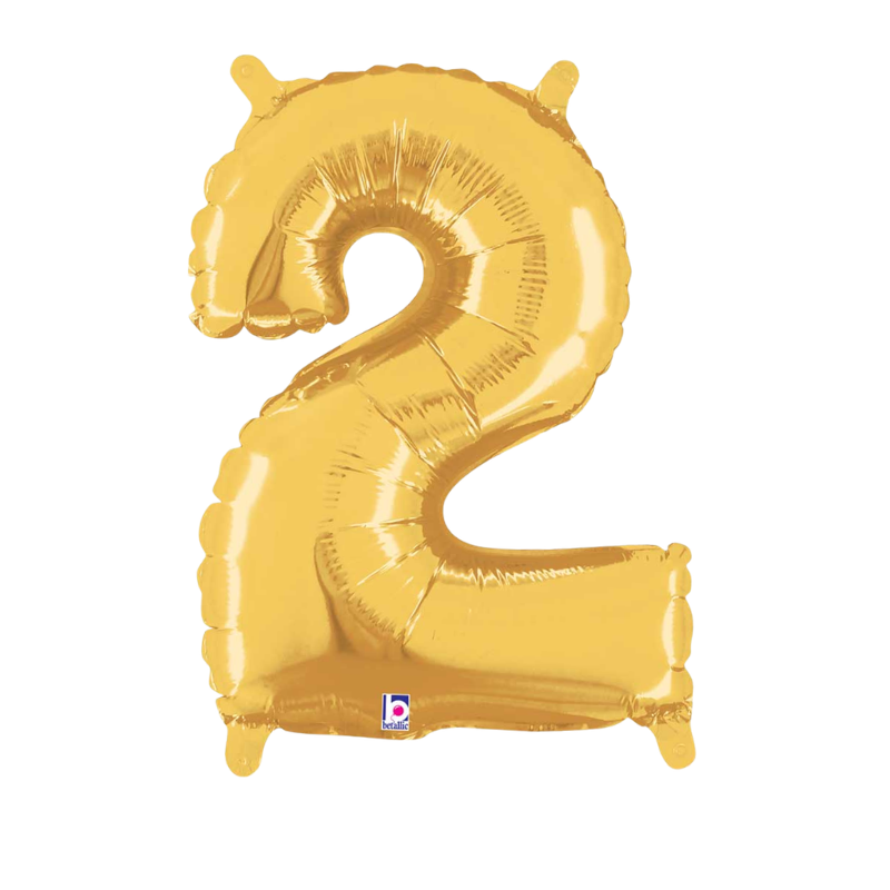 14" Betallic Gold Number Megaloon Air-Fill Foil Balloon | Numbers 0-9